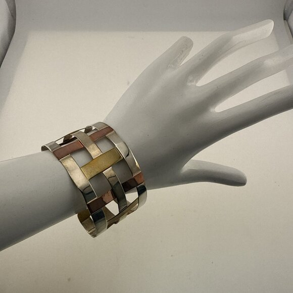 RLM Studio Robert Lee Morris Bracelet Cuff Sterling Silver Copper Brass Woven - Picture 2 of 13